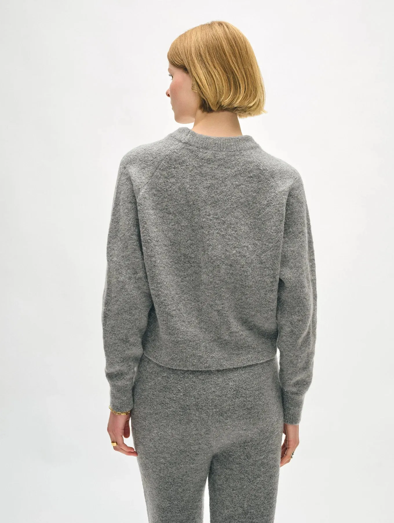 White   Warren Merino Cashmere Bouclé Sweatshirt 21012