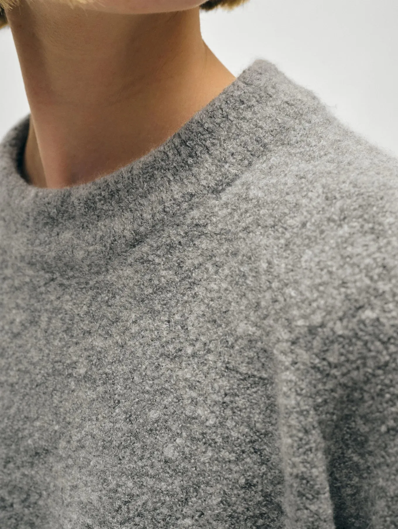 White   Warren Merino Cashmere Bouclé Sweatshirt 21012