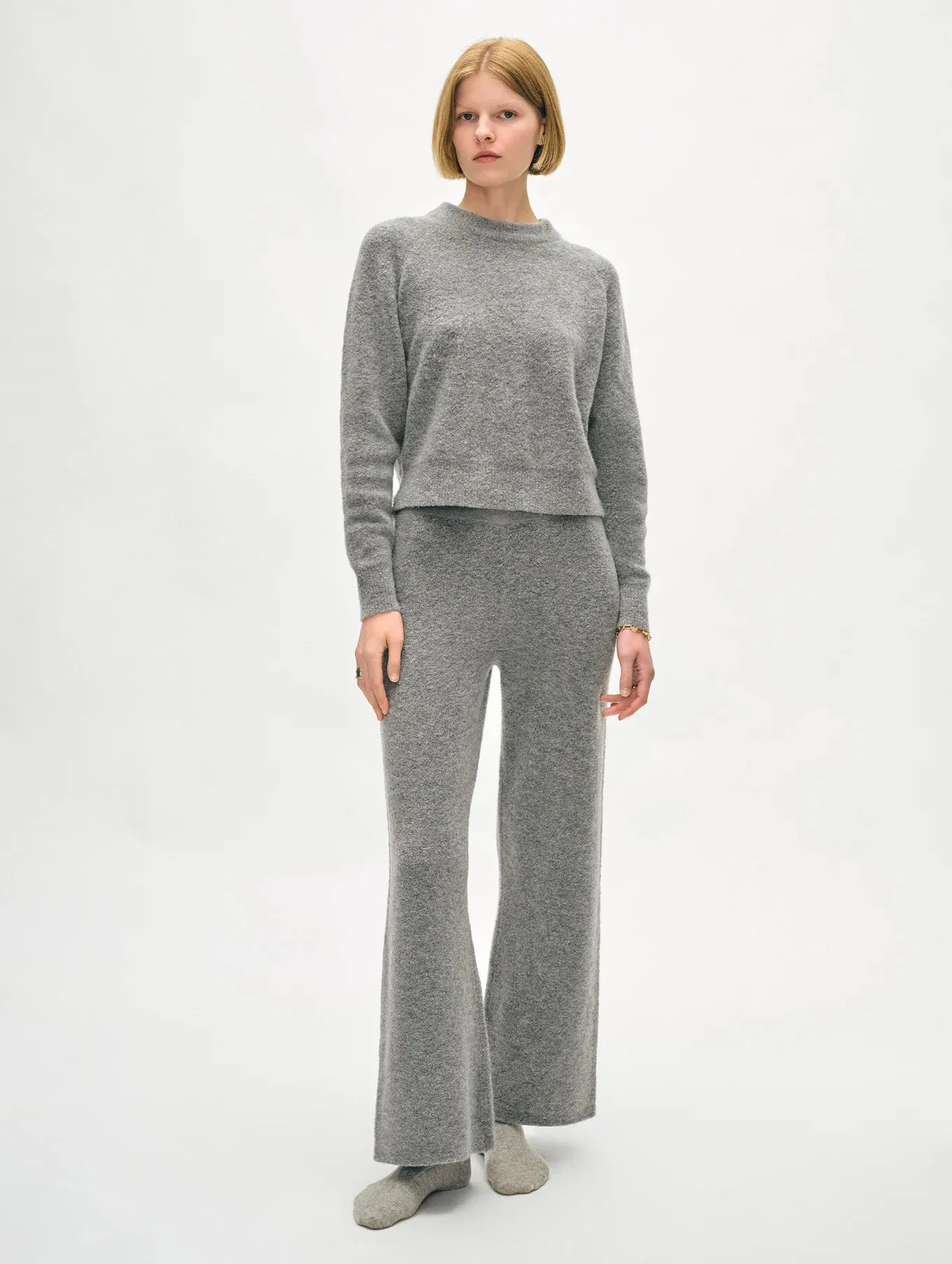 White   Warren Merino Cashmere Bouclé Sweatshirt 21012