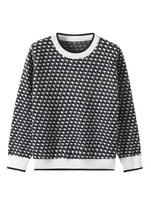 Women Geometric Khaki Knitted Sweater Casual Houndstooth Lady Pullover Sweater Female Autumn Winter Retro Jumper C-134