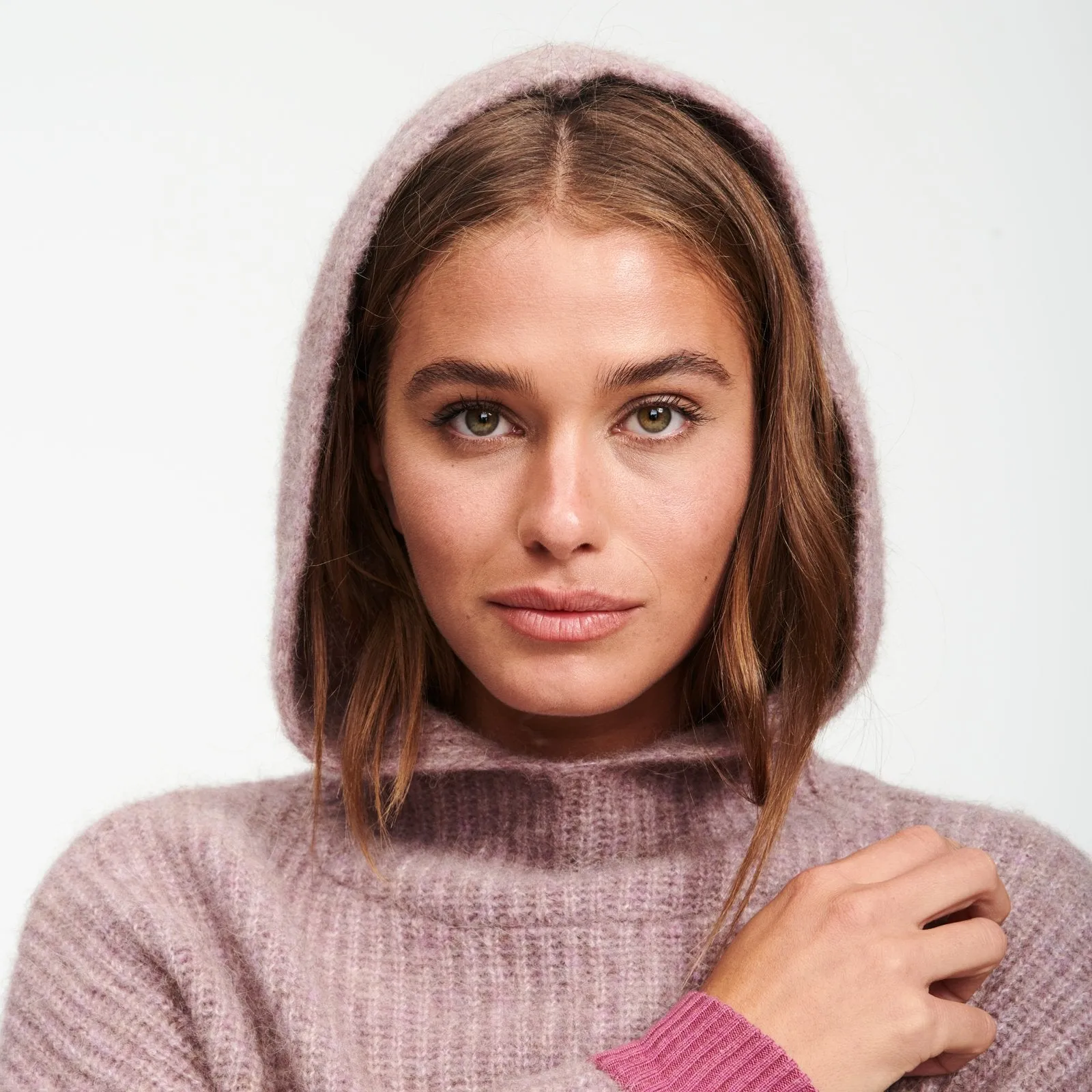 Wool-Blend Drop Shoulder Cowl Neck Hoodie