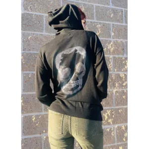 Zadig & Voltaire Rhinestone Skull Zip-Up Sweatshirt - Size Medium